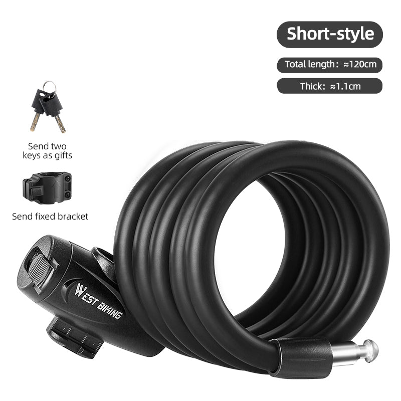 WEST BIKING YP0705099 1.2m Bicycle Lock Anti-freeze Steel Cable Anti-Theft Lock WEST BIKING YP0705099 1.2m Bicycle Lock Anti-freeze Steel Cable Anti-Theft Lock